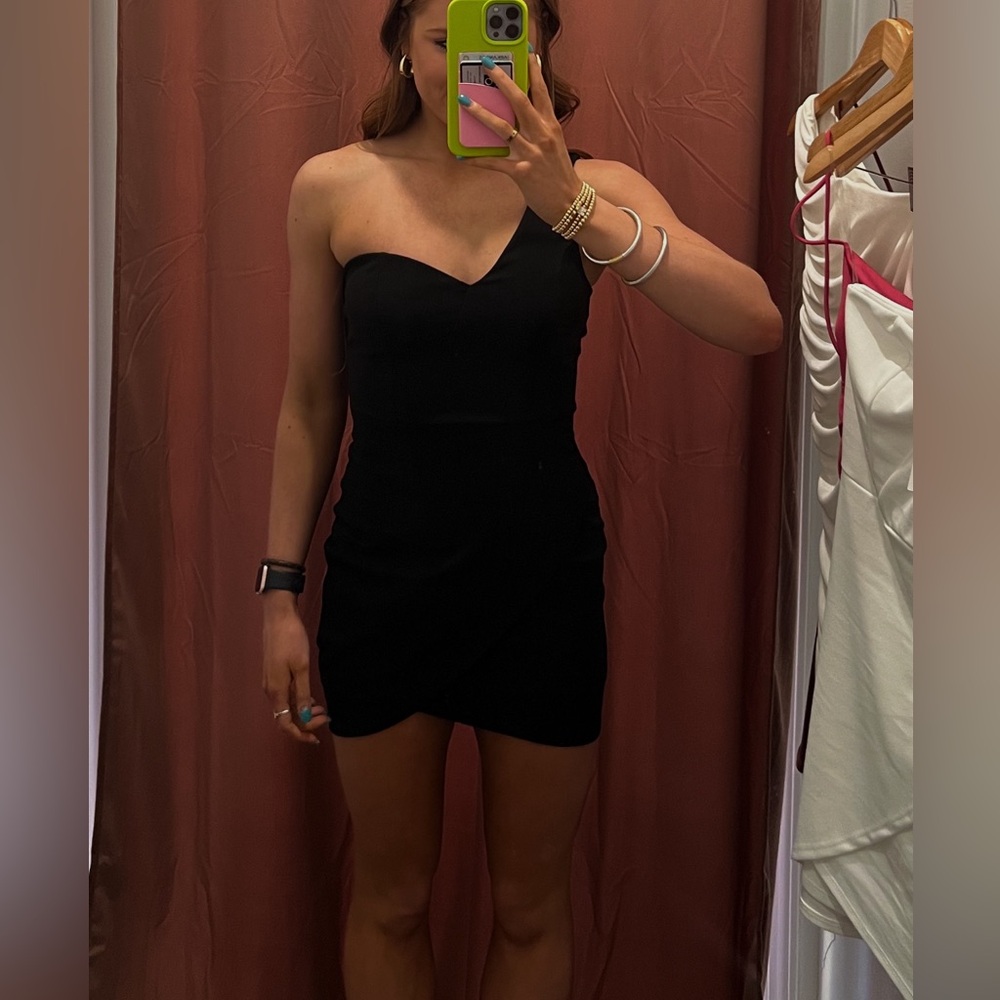 Blue Blush One Shoulder Mini Dress